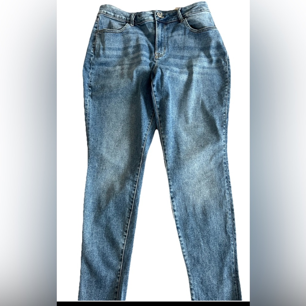 MAURICES Short High Rise Skinny Stretchy Denim Jeans Frayed Hem Sz Large 36x28